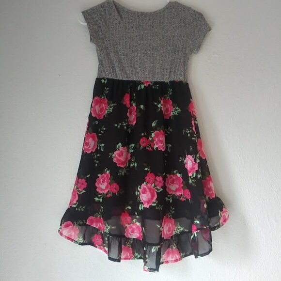 Wonder Nation girl's size M (7-8) black and gray floral dress - Picture 4 of 11